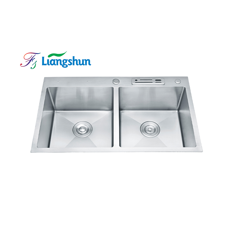 Fregadero SUS304 Deep Basin Nano Double Bowl Undermount Черная кухонная мойка ручной работы из нержавеющей стали